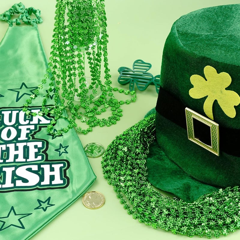 ZZYFGH 12 Pcs Shamrock Necklaces Bulk St Patricks Day Beads Necklace, Plastic Shamrock Necklaces Bulk, 33" 7mm Green Clover-Shaped Beads Necklace for St. Patrick's Day Party Favors Decorations Gift Supplies Women Me - Image 5